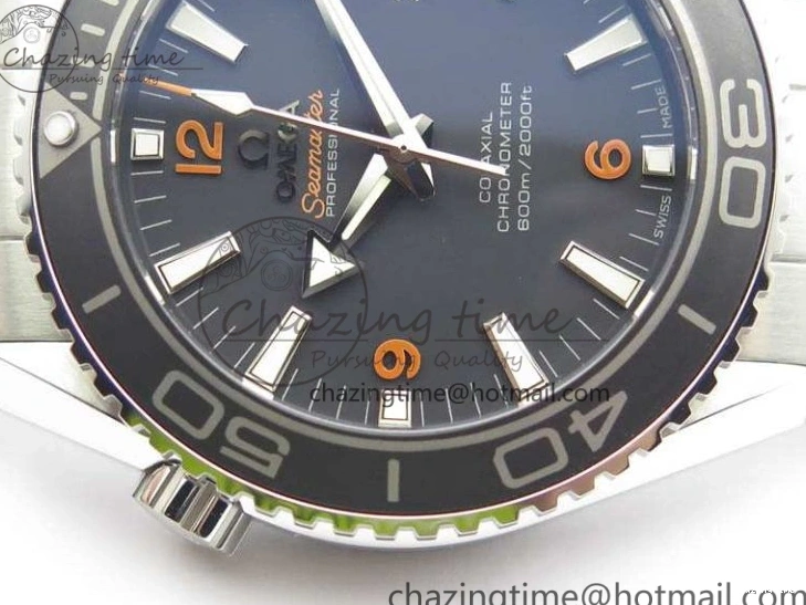 0415 Planet Ocean Pro 45mm OMF 1:1 Best Edition Orange Marker On SS Bracelet A8500 (Black Balance Wheel) Durable 8141